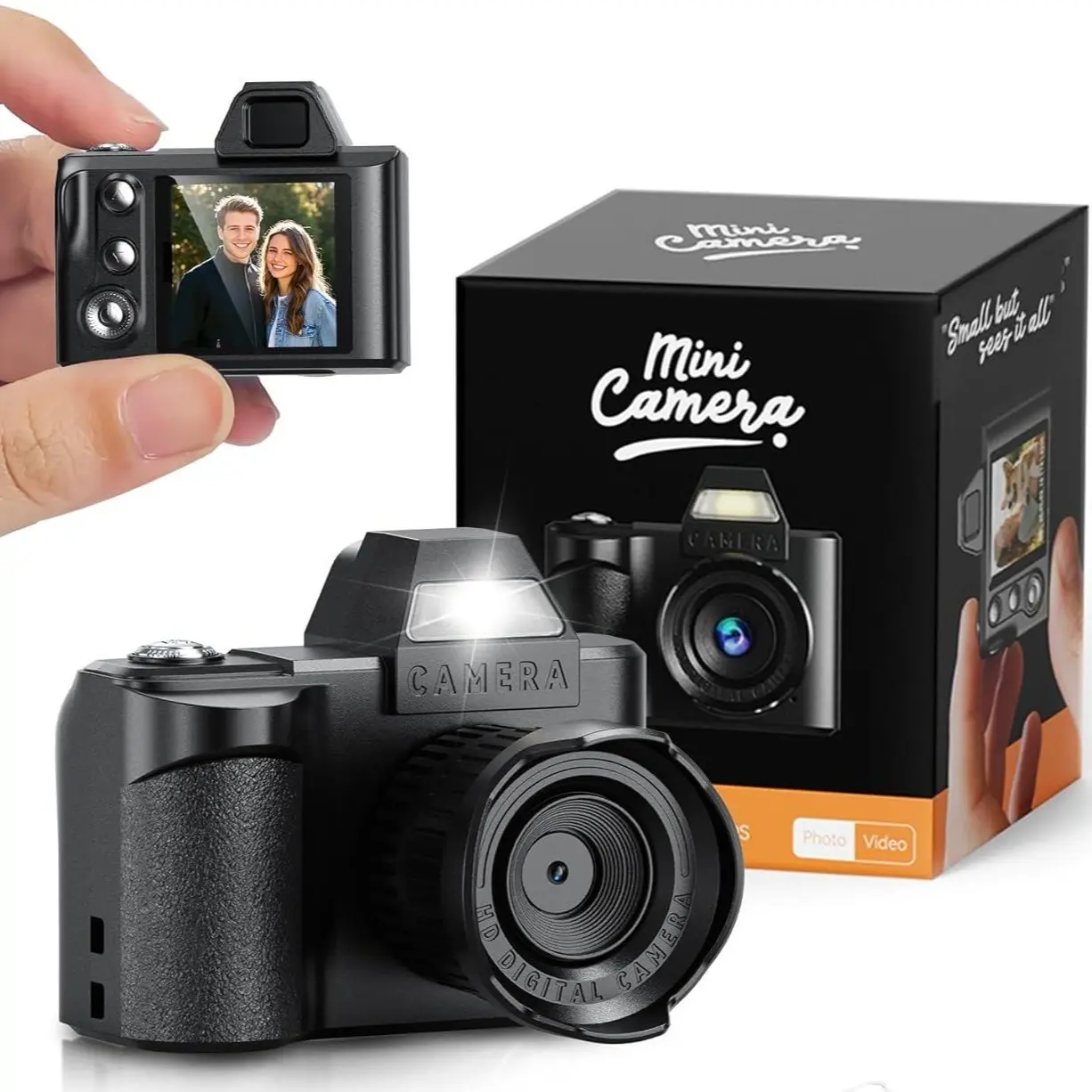 Mini Digital Camera, 1080P Portable Camera for Photography with 8GB SD Card, Key Card Clip Chain for Teenagers, Adult Beginners