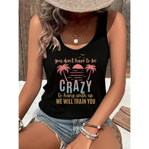 Women'S Fashion Tank Top with a Printed Design And Round Neck, Perfect for a Cool Spring And Summer