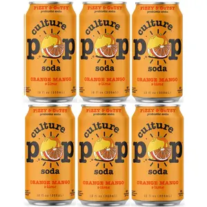 Culture Pop Soda Sparkling Probiotic Drink, Orange Mango & Lime, 12oz, 6 cans