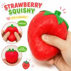 Strawberry Soft Gel Stress Ball Squishies – Therapeutic Squeeze Toy, Fun Fruit Shape for Anxiety Relief & Focus, Kids & Adults, ADHD Friendly