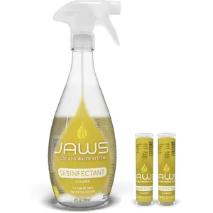 JAWS Cleaner Disinfectant Spray with 2 Refill Pods - Powerful Multi-Purpose Cleaning - Refillable Reusable Recyclable - 25 fl oz Bottle - Child-Resistant & No-Rinse Formula