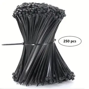 250/500pcs Cable Zip Ties, Heavy Duty Premium Plastic Wire Ties, With 25 Pounds Tensile Strength, Self-Locking Black Nylon Tie Wraps For Indoor And Outdoor