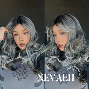 JBEXTENSION 20 Inches Salt and Pepper Curly Pre-Cut Frontlace Glueless BS Wig NEVAEH【BENDY EAR TABS】