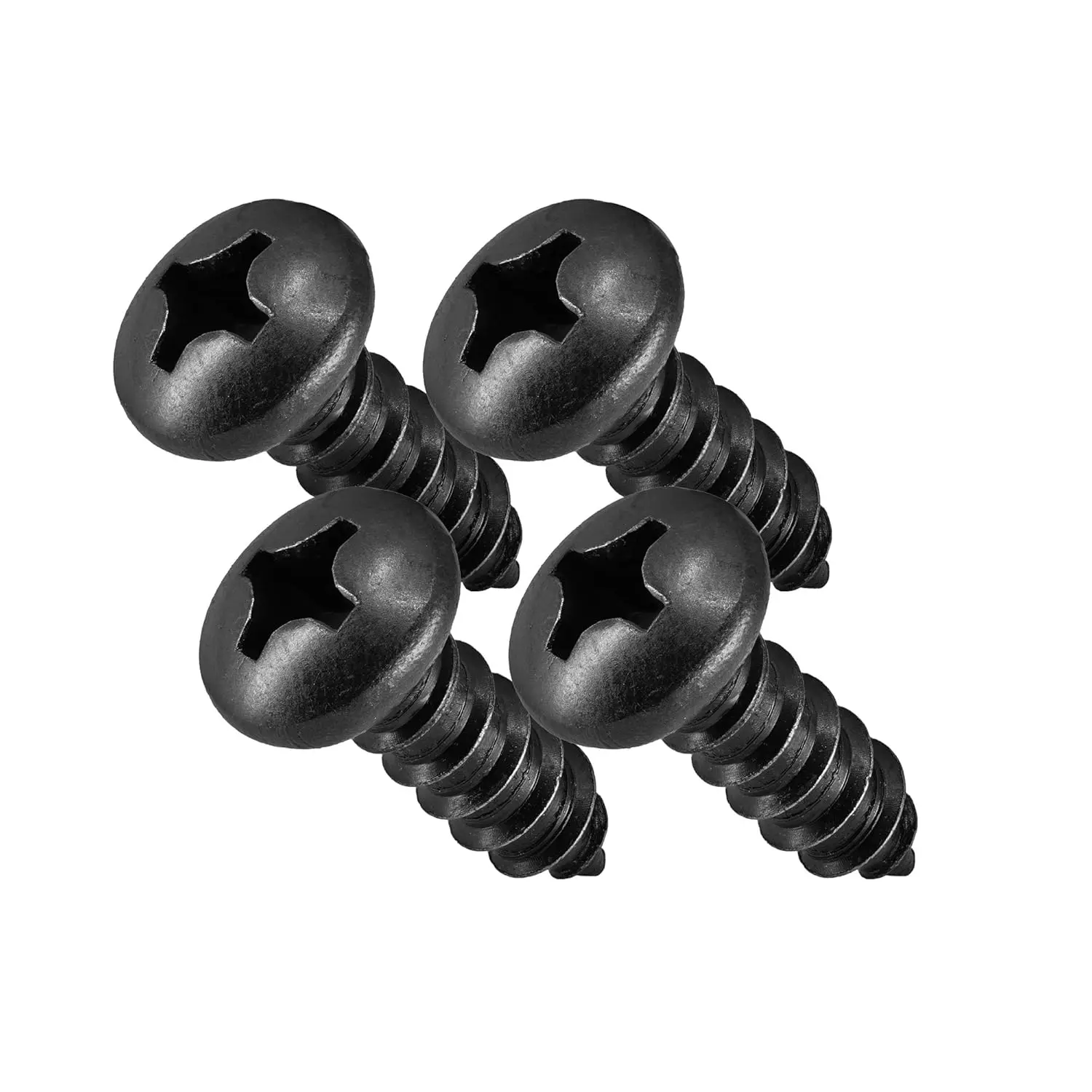18-8 Stainless Steel Pan-Headed Screws - Black Oxidized Finish, 0.75 Inches, 4-Pack for License Plate Frames with Plastic Retainers