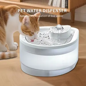 Quiet Circulating Pet Water Fountain, USB-Powered 2500ML Dispenser with Night Light Visible Scale, White
