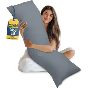 Full  Pillow for Adults (Grey, 20 x 54 Inch), Long Pillow Insert for Sleeping, Ideal for Side Sleepers