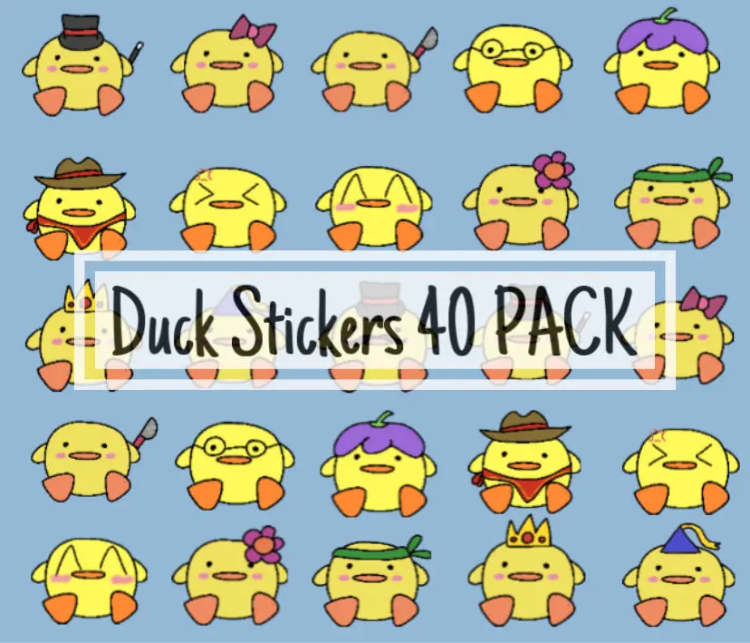 Cute Ducky Stickers - 40 Cute and Funny Hand-Drawn Duck Stickers