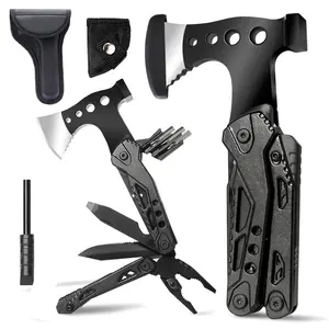 Best Halloween Gift for Dad Camping Essentials 16 in 1 Multitool Camping Gear for Men Dad with Axe Hammer Pliers Saw Screwdrivers Bottle Opener Whistle and Durable Sheath Survival Multi Tool for Hiking Fishing Gift