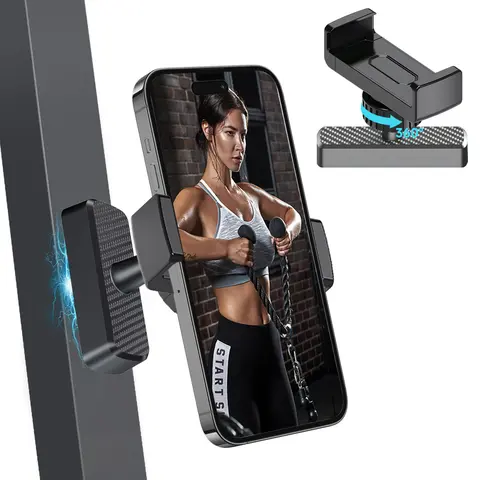 Gym Magnetic Smart Phone Holder - 360° Rotatable Unisex Plastic Universal Mount, Adjustable Phone Accessory Compatible with All Smartphones 4.7"-7"