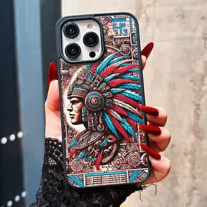 Magnetic Tribal Illustration iPhone Case, Magnetic Charging Compatible, Shockproof Soft Full Cover for iPhone Models 11 to 15 Pro Max