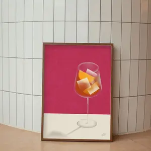 Aperol Cocktail Minimalist Poster | Drinks Poster | Art Deco Poster | Cocktail Wall Art | Housewarming Gift | Bar Decor Unframed