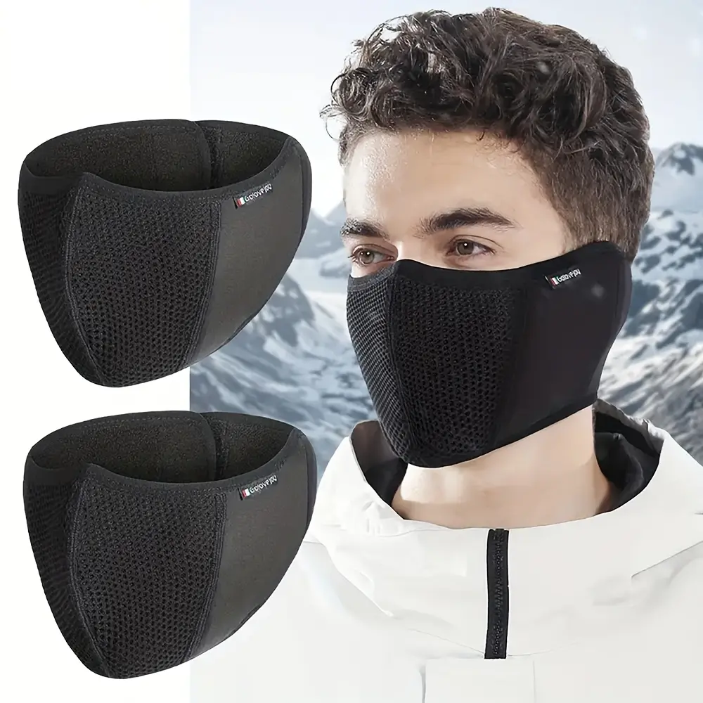 1/2 Pack Adjustable Half Face Mask, Winter Windproof Warm Polyamide 88.50% & Polyester 11.50% Knit Fabric, Hand Washable, for Skiing Cycling Outdoor Sports ski unisex Ski Mask Chain Ski Balaclava