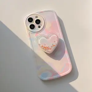 Ombre color iphone case with heart-shaped popsocket for iPhone 15, cute iphone for iphone 7 8 Plus SE X XS XS Max 11 12 13 14 Pro Max