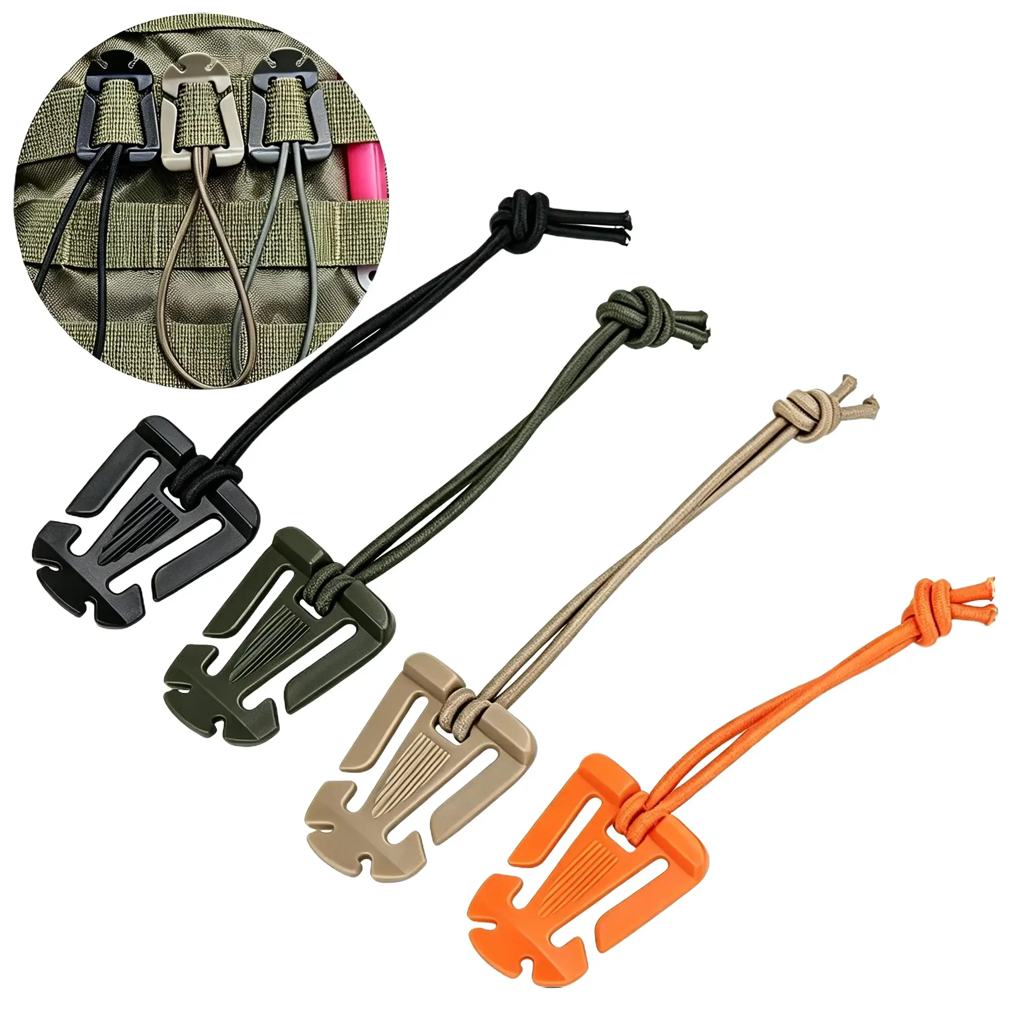 5pcs Molle Backpack Nylon Buckle Carabiner Clips - Versatile & Practical Survival Gear for Outdoor Enthusiasts, Camping Bag Hanger Hook Clamp, EDC Tool to Organize Your Gear