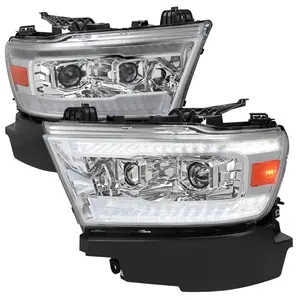 2019-2024 Dodge RAM 1500 Switchback Sequential LED Turn Signal Projector Headlights (Chrome Housing/Clear Lens)