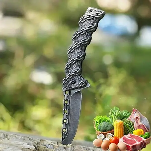 Embossed Chain Folding Knife, Outdoor Portable High Hardness Pocket Knife, Daily Home Camping Fruit Knife tool