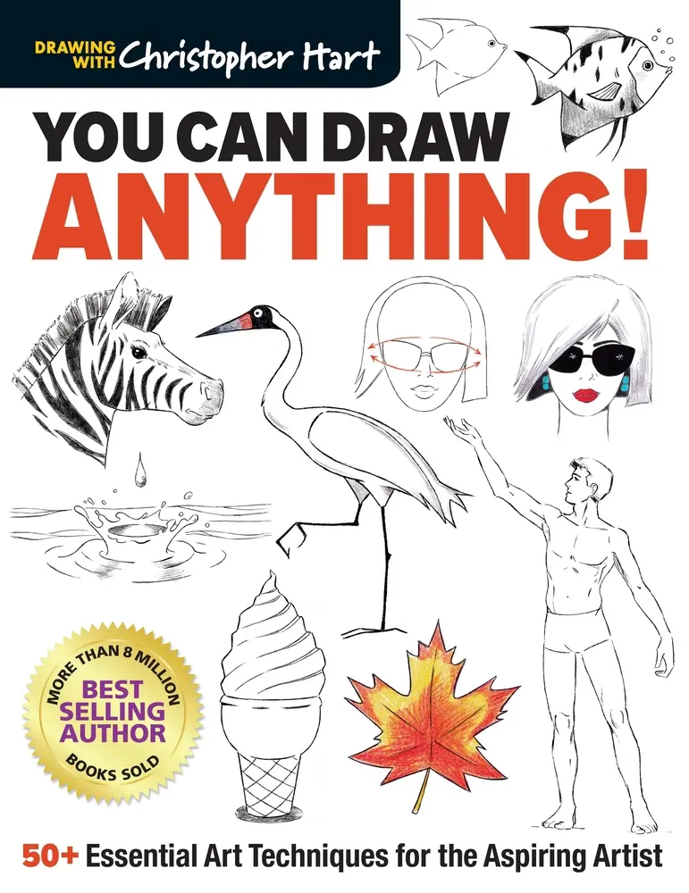 Used Book - You Can Draw Anything!: 50+ Essential Drawing Sketch Tutorial Techniques for Aspiring Artists by Best Selling Author Hart, Christopher (144-Page Paperback - English)