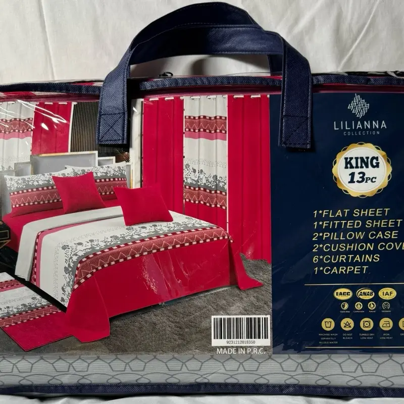 Lilianna Collection Luxury 13-Piece King Bedding Set, Matching Curtains & Carpet, Red & White - Machine Washable, Multi-Size, Universal Fit
