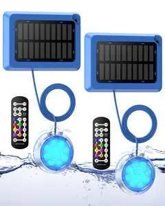 Solar Pool Lights,Underwater IP68 Pool Lights with 8-Color Changing and 9 Modes,Solar Powered LED Swimming Light with Remote Control for Above Ground Pools/Inground Pools, 2/4 Packs
