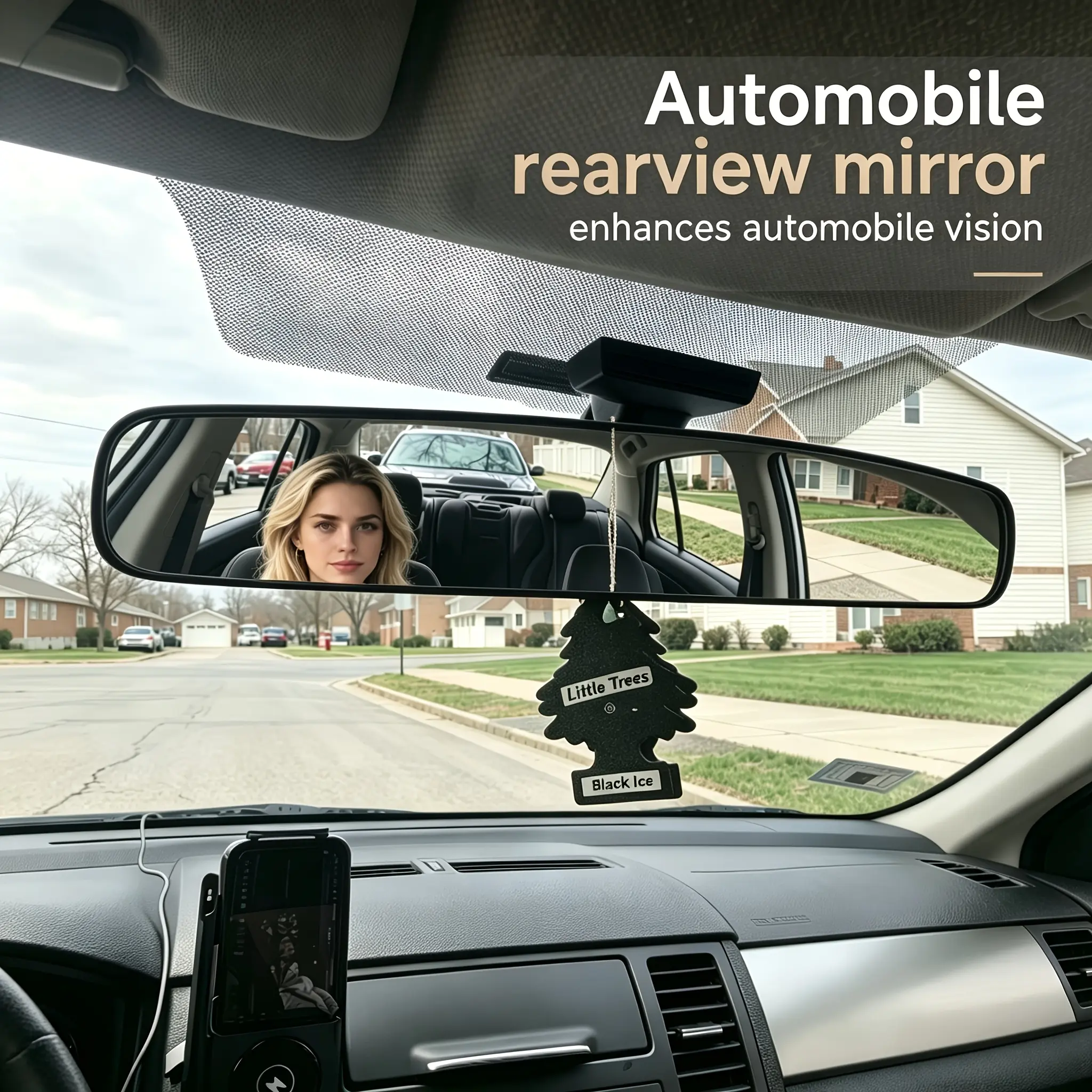 17-in Automotive Blind Spot Rear Mirror, Auto Replacement Wing Mirror Part for Trucks/SUVs - Wide View, Backseat in Sight, Parking Safety, Easier Parallel Park (Not Suitable for Sedans)