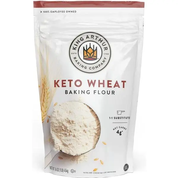 King Arthur Keto Wheat Baking Flour: 1:1 All-Purpose Flour Substitute, 1 lb (Pack of 1) - Low-Carb Baking Solution for Bread & More, Non-GMO, Resealable Bag - Perfect for Keto Diet & Reduced Carb Intake