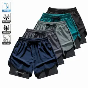 Men's breathable shorts with hidden pockets and a portable towel; stylish training shorts made from lightweight, moisture-wicking fabric joggers baggy gym fits   wear Comfortable Sweat  Casual Breathable pace breaker shorts quick dry short gym fitness
