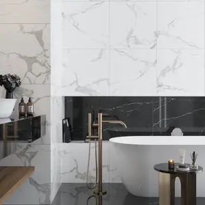 Statuary White 24x24 Polished Square Porcelain Large Format Tile (4 pack, 15.5 sq ft/case)