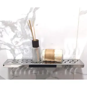 12 Inch Polished Stainless Steel Wall-Mounted Shower Shelf - Wave Design