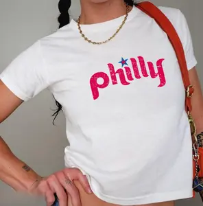 Philly Graphic Baby Tee G5000B+Crop Top, Casual Summer Top, Philadelphia Proud Shirt, Gift for Moms, Sportswear, Baseball Fans Gift