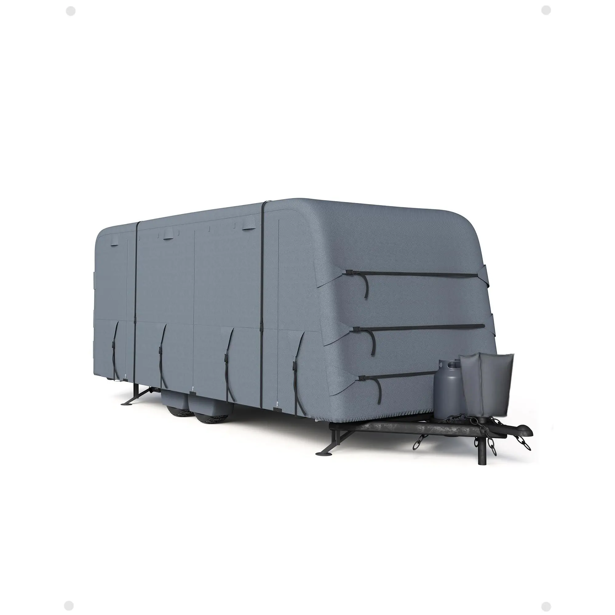 GARVEE Heavy-Duty Travel Trailer RV Cover, Extra-Thick Waterproof & Anti-UV 6 Layers Top Panel, Reinforced Windproof Camper Cover, Fits 21'-24' Motorhome, Breathable with 2 Straps & 4 Tire Covers