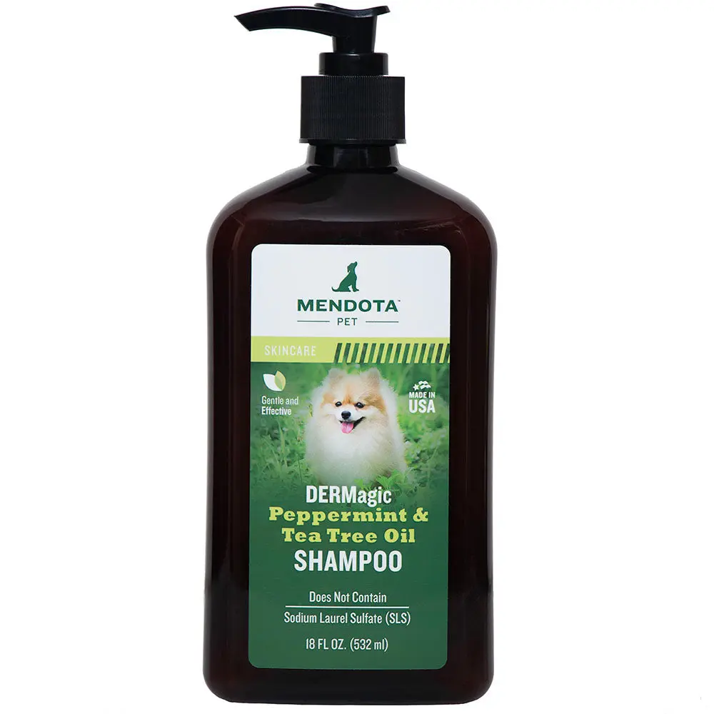 DERMagic Gentle Peppermint & Tea Tree Essential Oils Dog & Cat Grooming Shampoo with Chamomile, Oat & Glycerin - Bonus 18 oz. Size, Cleanser, Odor Eliminator