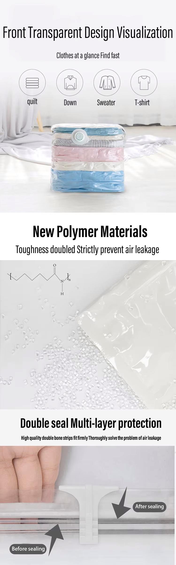 Thickened No-Pump 3D Automatic Vacuum Compression Fabric Storage Bag for Clothes Quilts Duvets Jackets