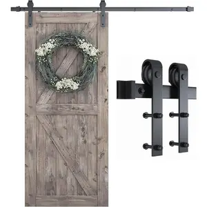 6.8FT Barn Door Hardware Kit, Sliding Barn Door Track -Smoothly and Quietly -Easy to Install -Includes Step-by-Step Installation Instruction  40" Wide Door Panel (J Shape Hanger)