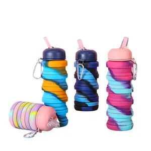 Foldable silicone water bottle, portable water cup, outdoor sports water cup suitable for travel, mountaineering, sports fitness, camping, travel cup