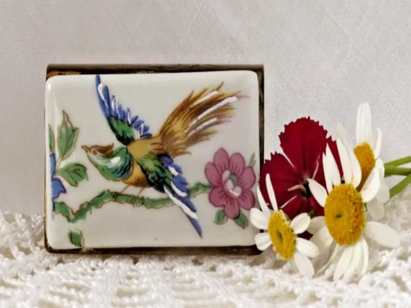 Elegant Japanese style hand painted Pheasant with flowers Match book cover