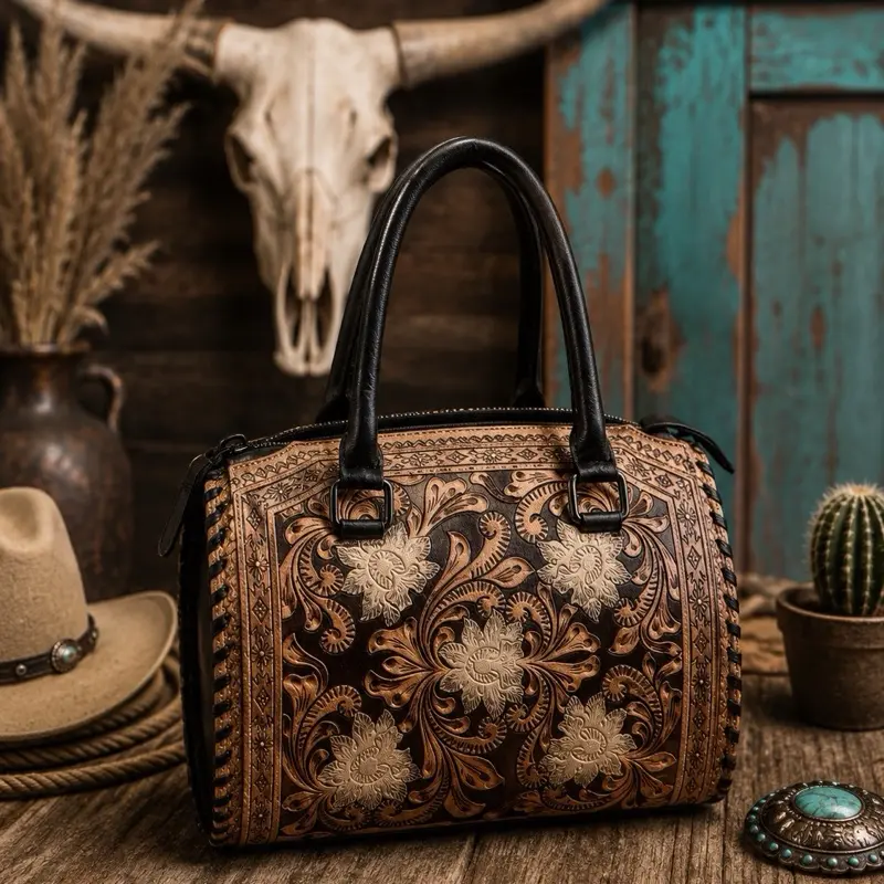 Medium White flowered Bag