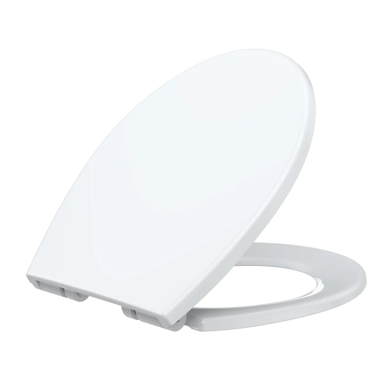 Soft close toilet seat, universal fit for elongated and round toilets with quick fix fittings, tight bumpers and potty training seat