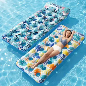2 Pack Inflatable Pool Float Mat, Giant Pool Floats Adult Size with Headrest, Lake Float Raft Water Lounger, Multi-Purpose Swimming Pool Floats for Pool Party, Summertime Beach, Outdoor for Gifts