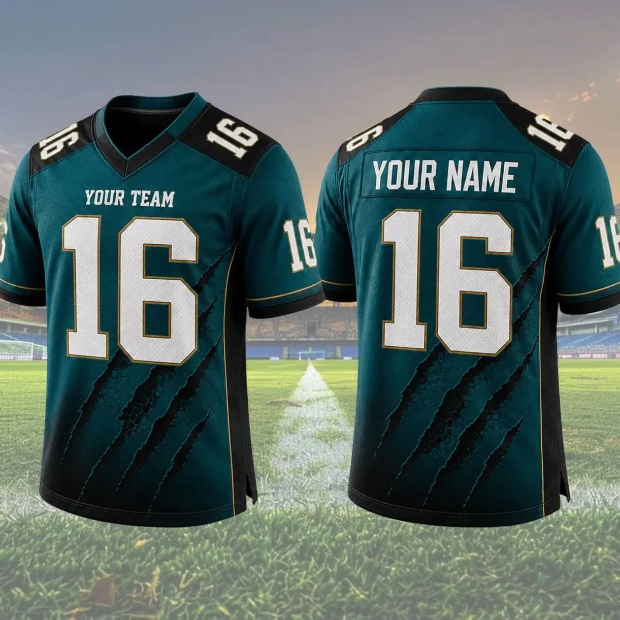 Jacksonville Style Jersey, Custom Teal Black Football Jersey, Personalized Name Number Shirt, Game Day Fan Jersey, Gift for Football Fans 0BR
