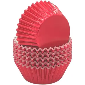 Huaswan Bright Red Foil Cupcake Liners Standard Sized Baking Cups for Party, Wedding and More, 120-Count