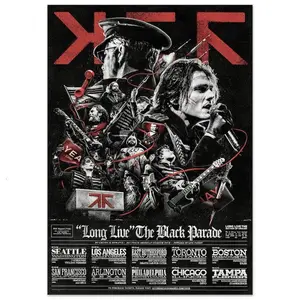 My Chemical Romance Tour Poster, Long Live The Black Parade Art Print, Mcr, Music Poster, Room Decor, Wall Art, No Frame