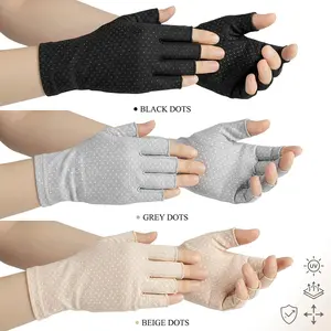 3 Pairs Women's UV Protection Fingerless Gloves - Non-Slip Cotton Driving Biking Sunscreen Nail Manicure Gloves for Sun Protection Outdoor Activities Sports Fashion Accessories