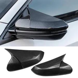 Car Ox Horn Side Rearview Mirror Cover Wing Protect Decorate Covers Auto Exterior Decoration Accessories For Honda 10th Gen Civic 2016 2017 2018 2019 2020 2021(carbon Fiber Color)