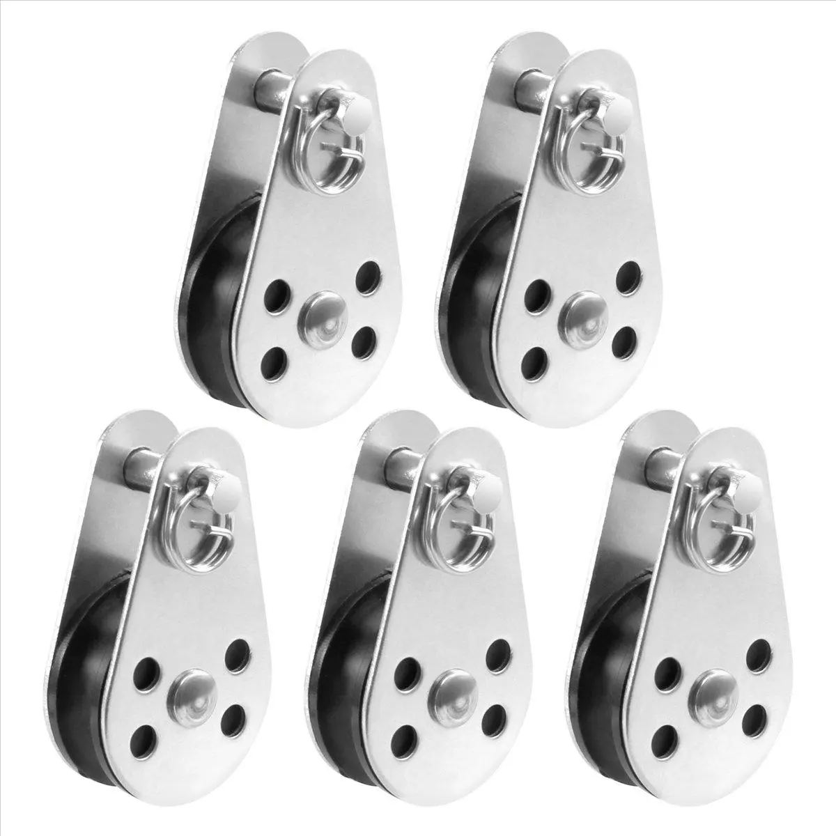 5PCS Stainless Steel M25 Pulley Block - Pulley Shape Hanging Wire Towing Wheel for Lifting Wire Rope Cable