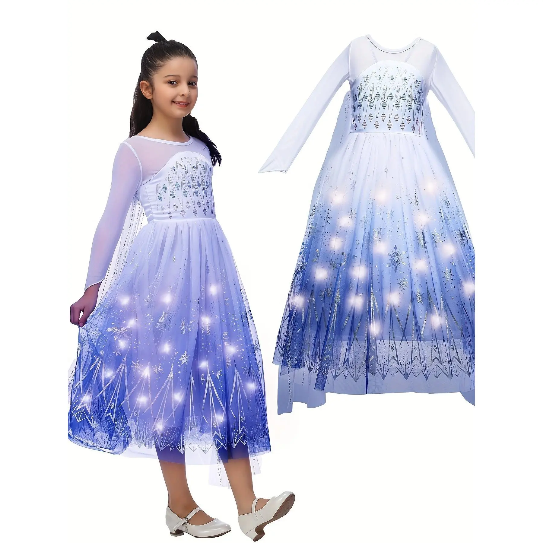 Light Up Princess Costume for Girls & Toddlers, Sparkling Ice Princess Dress with App-Controlled RGB LED and Music Sync, Halloween Costume, Halloween Costume For Girls