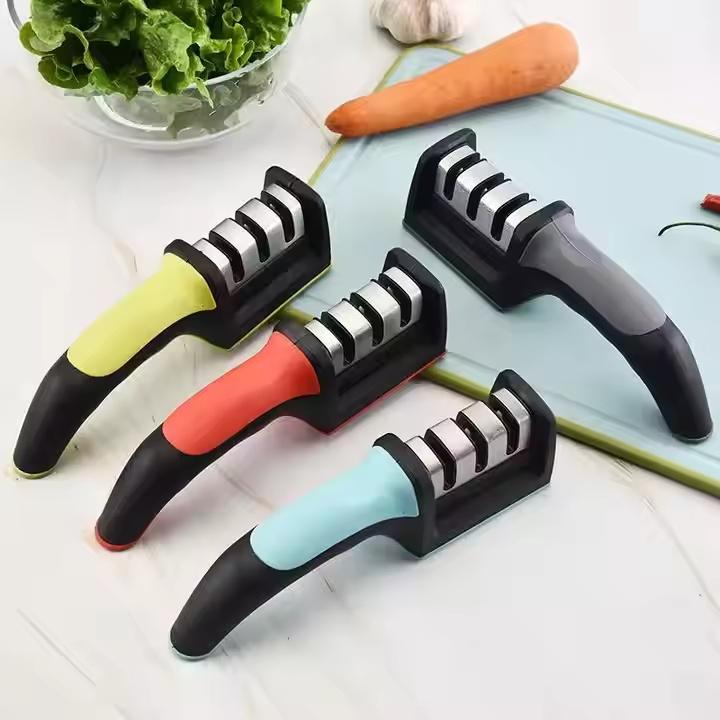 Hot selling High Quality Household Kitchen Durable Safety Alloy Steel Knife Sharpener Multi-Stage Handheld