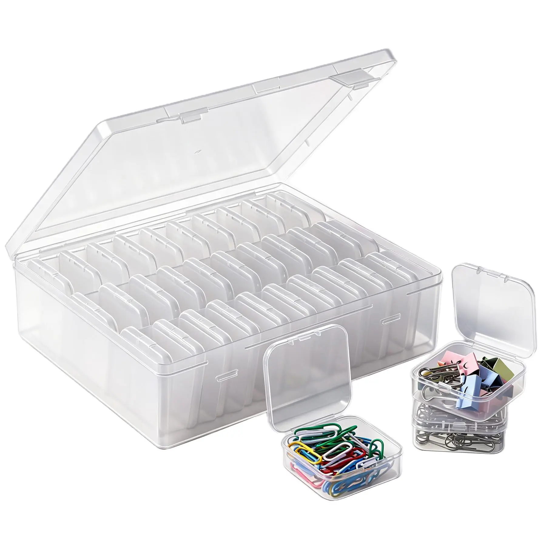 30PC Multifunctional Small Organizer Boxes Set - Clear Plastic Deawer Organizers, Clear Jewelry Storage Box - Home Organizer for Jewelry & Small Items