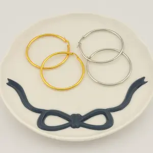 FWJ - Stainless Steel Plain Hoops Earrings Accessories