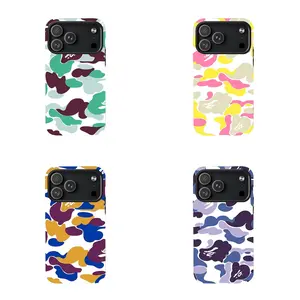 BAPE-Multicolor Camo Print Phone Case,for iPhone 17 Pro Max/16/15/14/13/12/11 Plus & Samsung Phones, Shockproof Hard Case, Ideal Gift for Streetwear Fans, Men & Women