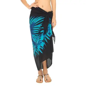 Shu-Shi Women's Sarong With Coconut Clip For Beach Swimsuit Cover-Up Featuring Palm Tree Design